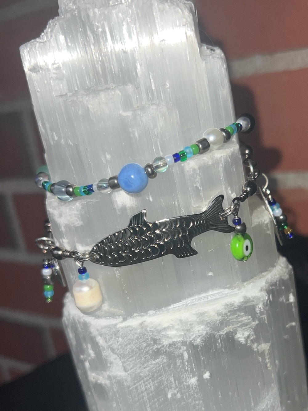 Fish Lure Charm Bracelet with Complementing Matching Bracelet Handmade